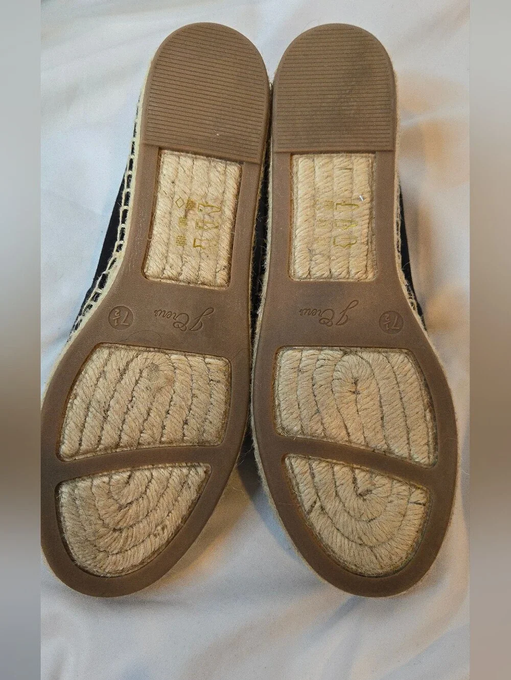 J. Crew Black Canvas Espadrille Woven Jute Flats - Women's 7.5 Slip-On Shoes